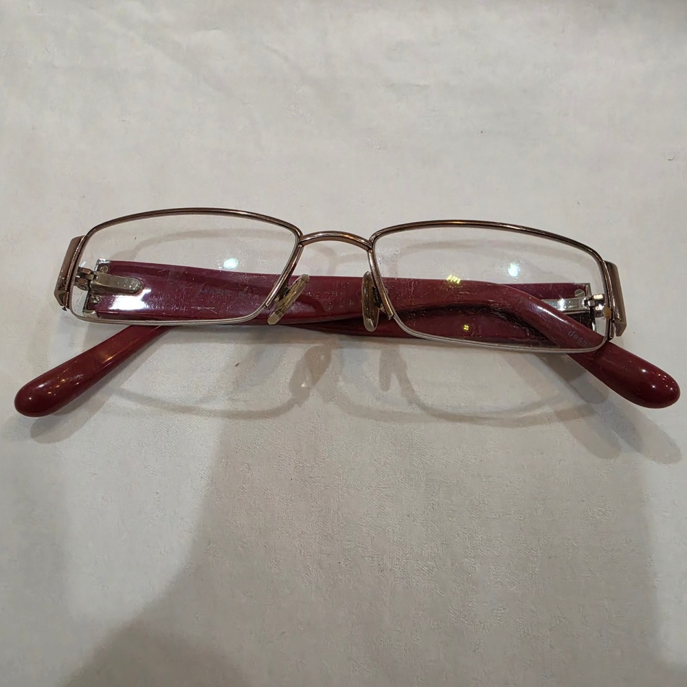 Marc by Marc Jacobs Eyeglass Frames Womens Burgundy Gold Rectangular Fair